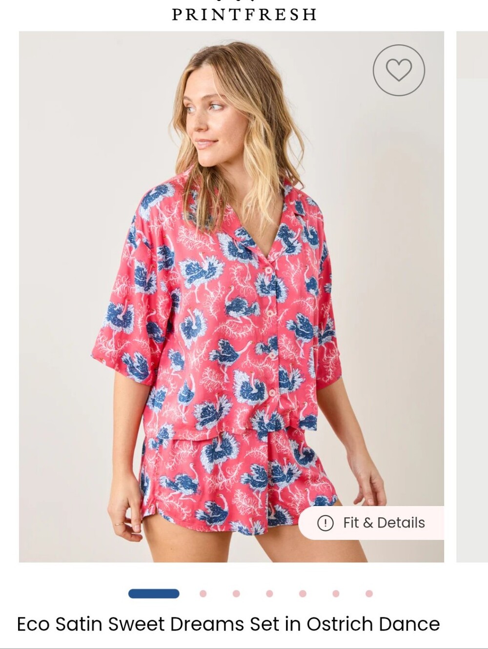 Printfresh Ostrich Dance Pajama Top - Medium